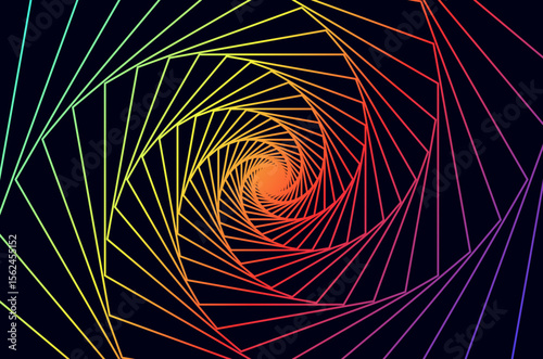 Colourful twist spiral line hole abstract background. Gradient rotate abstract line tech concept with copy space.