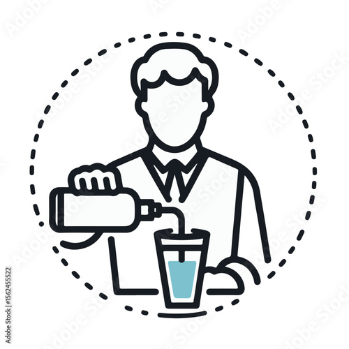 Bartender mixing drink in bar while preparing cocktail for customer  