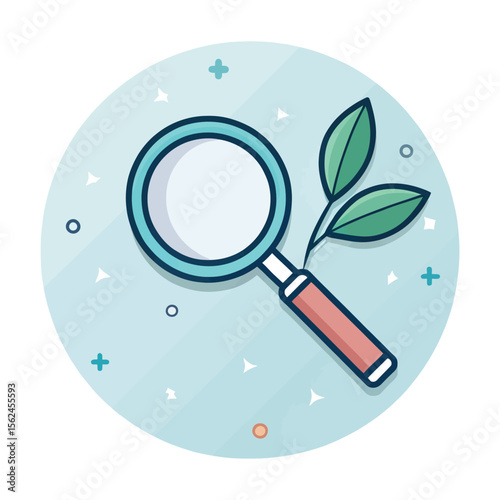 vector illustration of magnifying glass on blue background