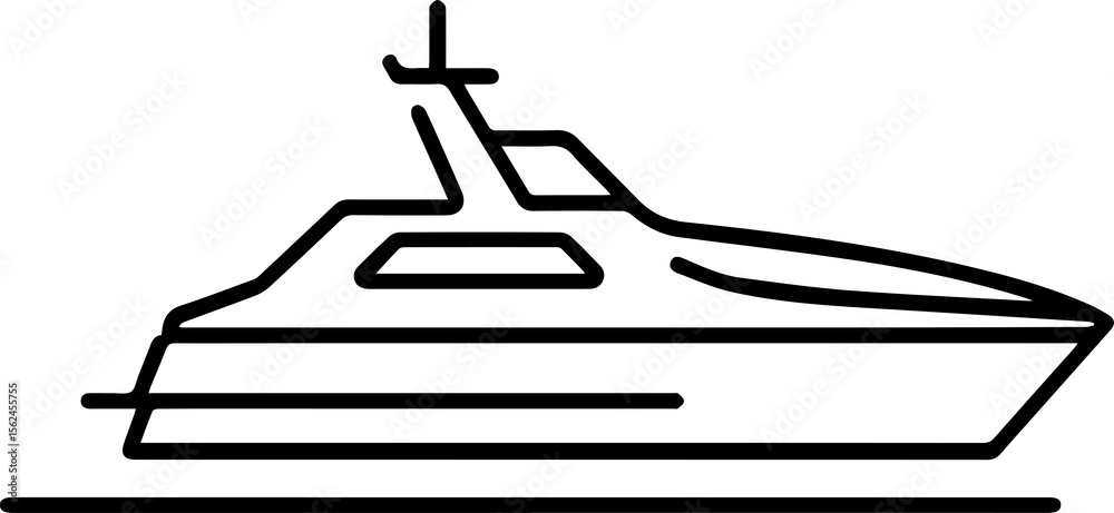 Obraz premium Minimalist Sailing Ship Or Fishing Boat Icon