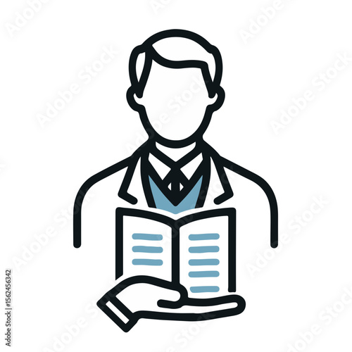 Hotel staff presenting brochure with hand and open book in background  