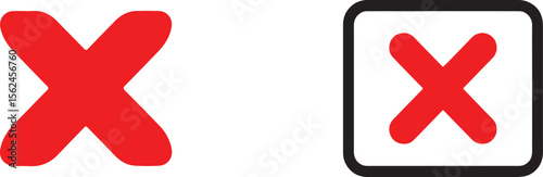 Two red x marks one isolated and one inside a black outline rectangle representing a wrong answer or cancellation symbol