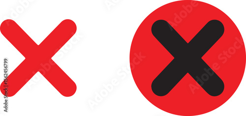 Two red x marks on a white background one a simple cross and the other a cross within a red circle representing incorrect or negative choices