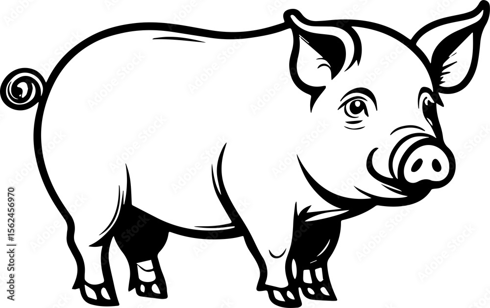 Fototapeta premium Minimalist pig silhouette icon
