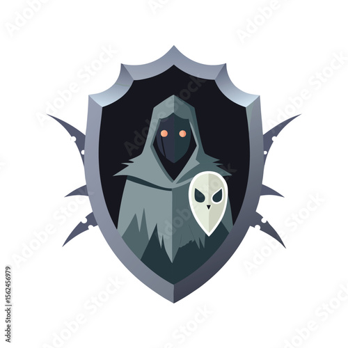 Haunted swordsman with ghost aura and tattered cloak Vector illustration