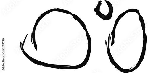 Set of Hand-Drawn Black Ink Brush Stroke Circles - Grunge Artistic Elements for Text, Logos, Borders, and Creative Design Projects