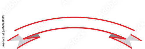 White Curved Ribbon Banner with Red Outline - Elegant Arc Design for Announcements, Sales, Special Offers, and Decorative Text Presentation