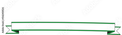 Simple White and Green Ribbon Banner - Clean Horizontal Design for Announcements, Sales, Promotions, and Important Text with Copy Space