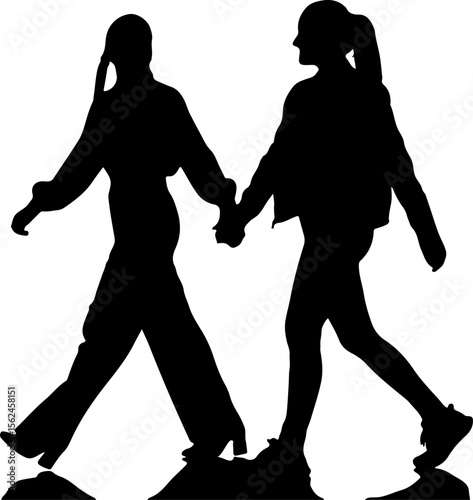 Two people walking holding hands friendship companionship