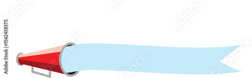 : Megaphone with Blank Light Blue Banner - Announce Important News, Marketing Promotions, Sales, and Special Offers with this Copy Space Element