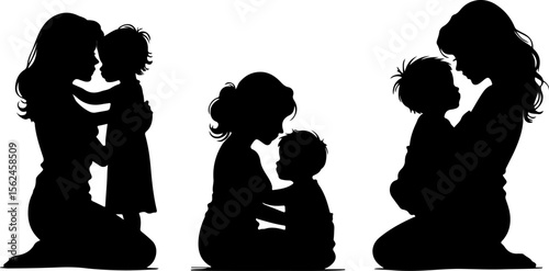 Mother and child silhouettes tender moments baby family