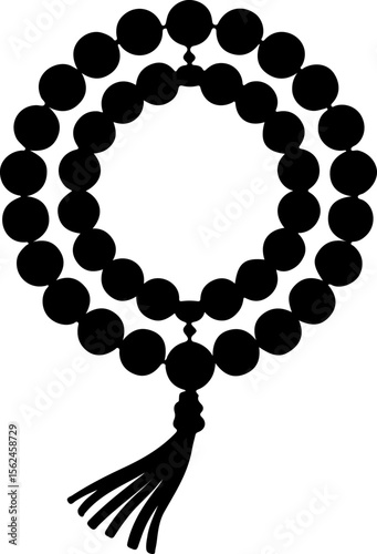Black prayer beads with tassel mala rosary