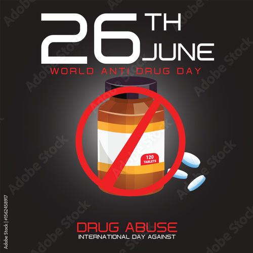 International Day Against Drug Abuse Vector Image – June 26 Anti-Drug Awareness Poster Illustration Design