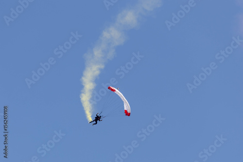Spielberg, Austria: parachutist at a flight show at the Red Bull Ring Race track before the Austrian Grand Prix