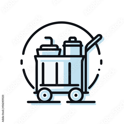 Housekeeping cart with drinks and snacks in a hotel setting  