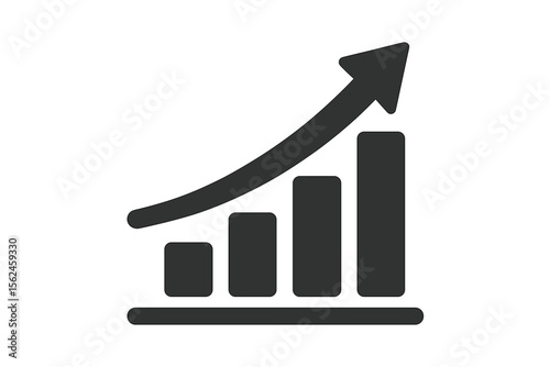 Vector illustration of a growing bar graph icon in black on a white background