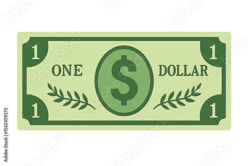 A vector illustration depicting a one dollar bill used as game money