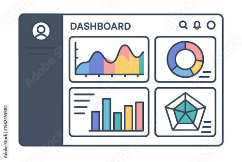 The dashboard UI boasts a modern presentation style, incorporating data graphs and HUD diagrams within a clean and simple app interface, all set against a vector abstract modern web UI design