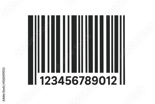 Barcode symbol, a bar code icon template featuring numbers isolated on a white background