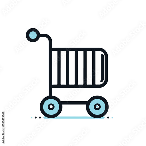 Luggage cart design in minimalist style with blue accents  