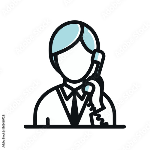 Hotel staff member answering phone while wearing a suit  
