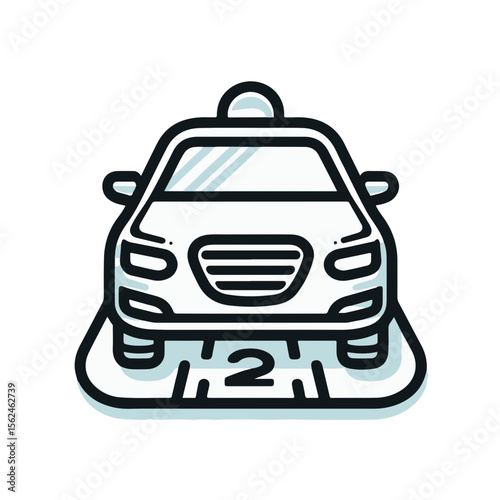 Car parked in valet parking space with number two notation  