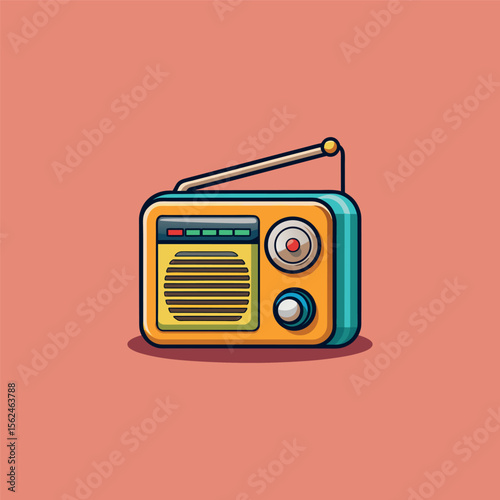 Cartoon classic radio illustration art
