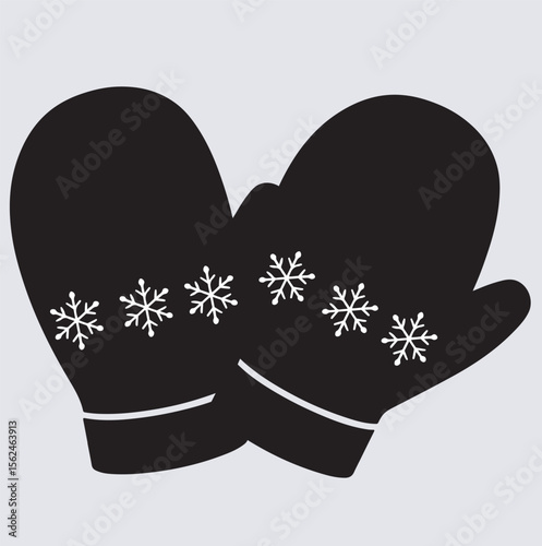 winter mitten set silhouette vector art illustration