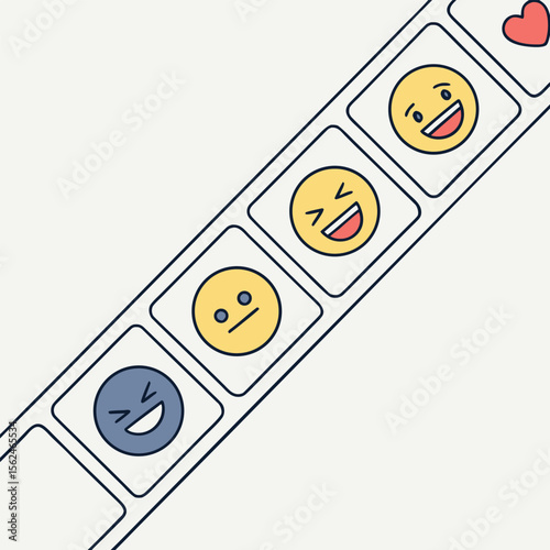 Diagonal Line Emojis Yellow Red Blue Grey Faces Feedback Rating Scale emoticon emoticons