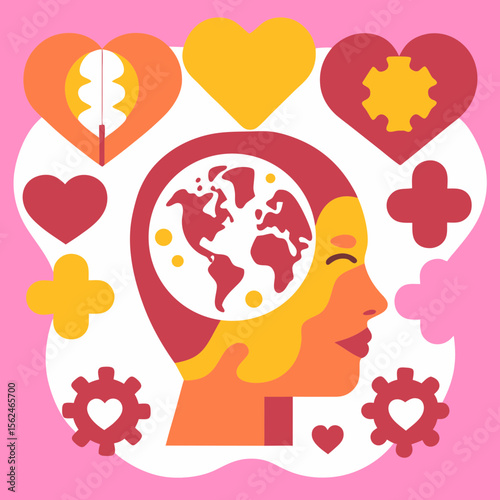 Heart and globe icon for World Mental Health Day