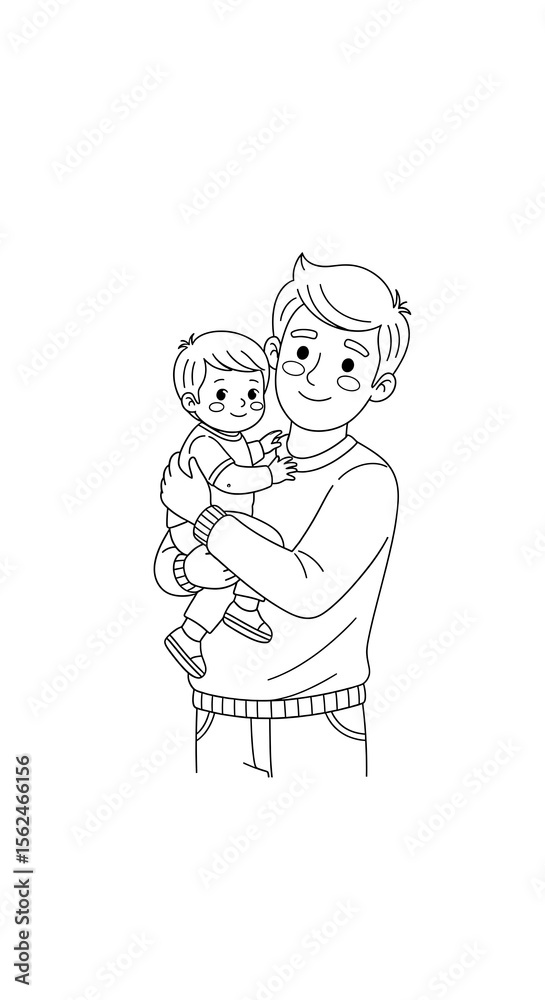 Obraz premium Father holding his child lovingly in his arms isolated on transparent background