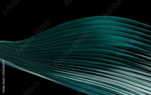 Dynamic Curved Turquoise Ribbons Creating Elegant Motion Graphics - Contemporary Art Wallpaper