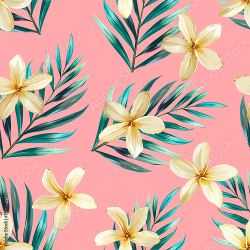 Tropical pattern. Paradise plants and flowers. Hawaiian pattern. Exotic, tropics