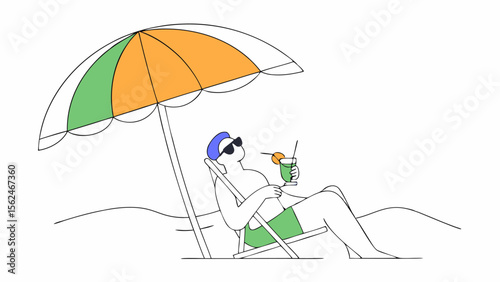 Man Holding Umbrella by the Seaside Vector Illustration
Seaside Serenity with Man and Umbrella Vector Art