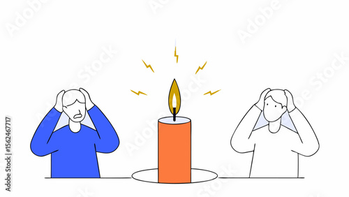 Warm Candle Glow with Soft Light and Flame Vector Illustration