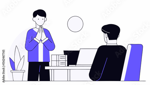 Business Apology Scene - Employee Saying Sorry to Manager Vector Illustration