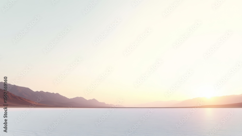 Naklejka premium Serene salt flat landscape at sunset
