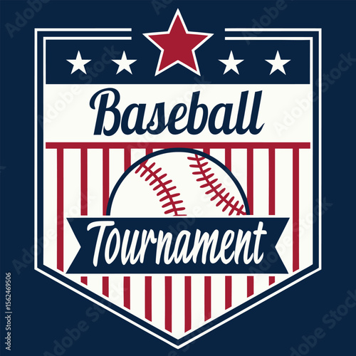 Patriotic Baseball Tournament Emblem Design A Symbol of American Sport and Competition in a Vintage Style Artwork Layout Vector Illustration