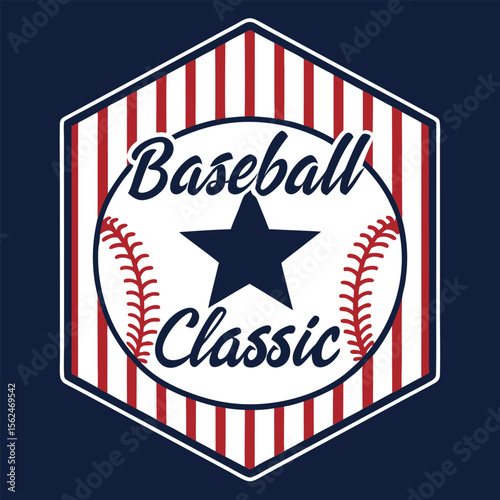 Baseball Classic Emblem Patriotic Design with Star Center A Symbol of Tradition Sporty Elegance American Pride Baseball ThemeVector Illustration
