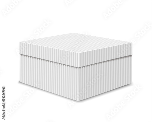 Vector realistic mockup kraft carton gift box. The white cardboard package box for shoes. Realistic 3d illustration of closed box.