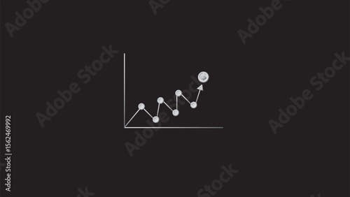 Abstract financial chart,business stock market investment graph growth technology on black background.
