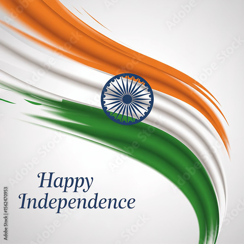 Stylized Indian Flag with Ashoka Chakra for Independence Day