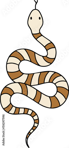 Snake with brown and white stripes simple vector illustration animal design 