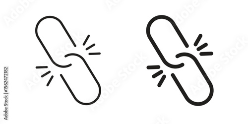 Broken link icon Black and White Vector Graphic