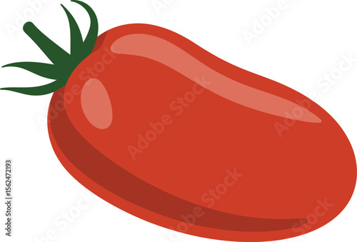 Vibrant Roma Tomato Freshness and Culinary Appeal Featuring a Smooth Skin and Attached Green Stem Accent Vector Illustration