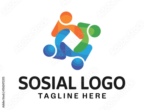 Connecting People A Vibrant Social Network Logo Design