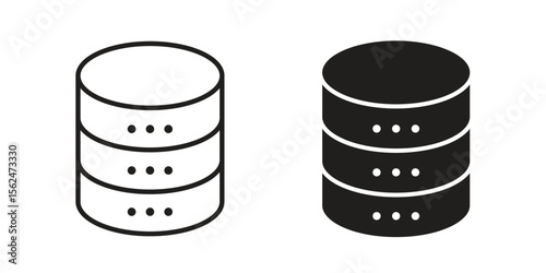 Cylinder database icon Black and White Vector Graphic