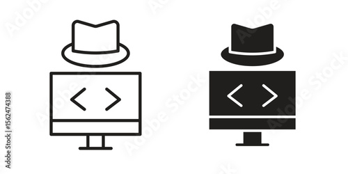 Hacker icon Black and White Vector Graphic