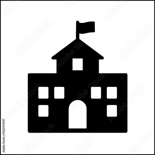 School building silhouette icon