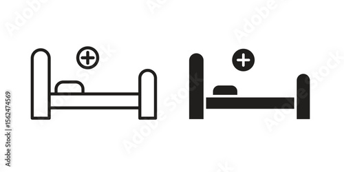 Hospital bed icon Black and White Vector Graphic